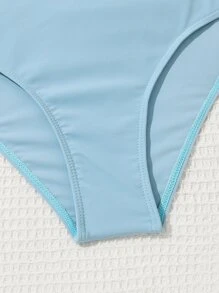 SHEIN 少女柠檬印花荷叶边比基尼套装夏季海滩