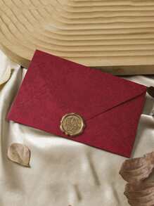 1 phong bì rắn với 1 nhãn dán con dấu sáp - Đỏ - Xem 1