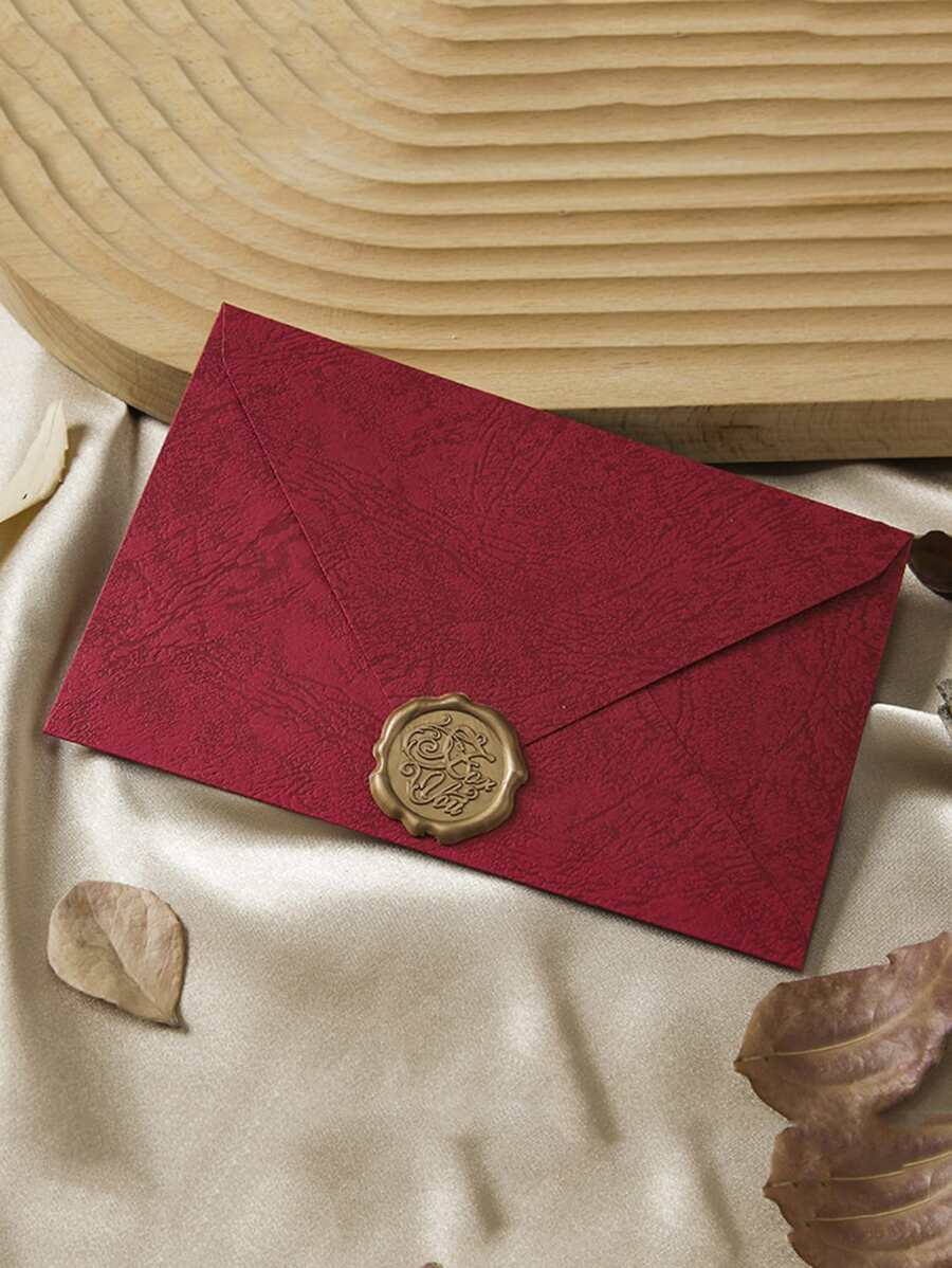 1 phong bì rắn với 1 nhãn dán con dấu sáp - Đỏ - Xem 1