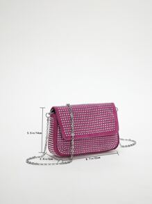 Studded Decor Flap Chain Saddle Bag - Purple - View 3