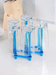 1 pièce En Plastique Support De Rangement De Tasse , Bleu Support De Rangement De Cuisine Pour Cuisine - Bleu azur - Voir 1