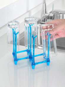 1 pièce En Plastique Support De Rangement De Tasse , Bleu Support De Rangement De Cuisine Pour Cuisine - Bleu azur - Voir 4