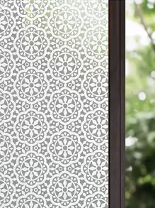 1卷PVC裝飾膜現代主義花卉圖案窗戶貼紙 - 無色 - 查看 1