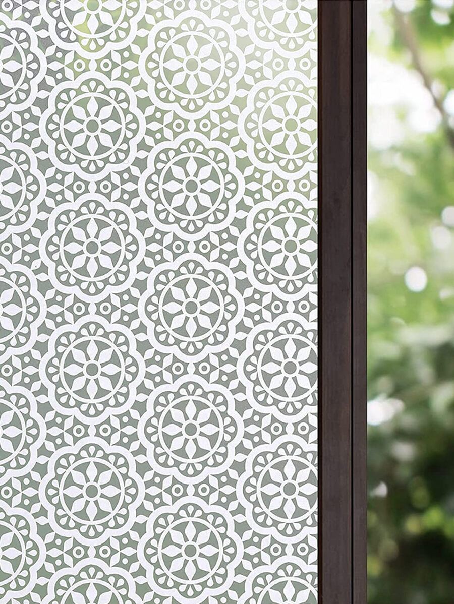 1卷PVC裝飾膜現代主義花卉圖案窗戶貼紙 - 無色 - 查看 1