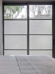 1卷PVC裝飾膜現代主義花卉圖案窗戶貼紙 - 無色 - 查看 2