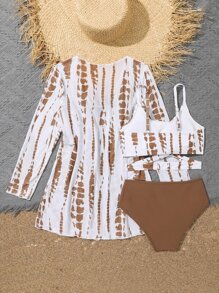 青少年扎染比基尼套装与和服夏日海滩