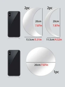 5 件月亮组合家居装饰房间背景盒镜子自粘亚克力墙贴镜子墙壁装饰房间装饰墙镜房间浴室装饰客厅装饰 - 銀色 - 查看 4