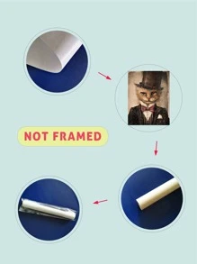 Sợi Hóa Học Có Khung Tranh Phong Cách Vintage Họa Tiết Mèo Tường Tranh Nghệ Thuật Cho Trang Trí Tường Nhà - Nhiều màu - Xem 4