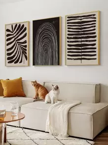 3 件装北欧简约各种几何形状、现代艺术图案、帆布材质、适用于家庭客厅装饰画艺术墙无框画、西式家居装饰、房间海报、极简主义墙面装饰、房间装饰美学、房间装饰用品 - 彩色 - 查看 6