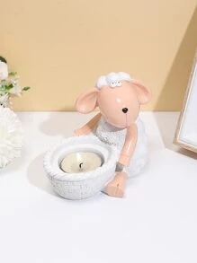 1pc Polyresin Candle Holder, Cartoon Cute Sheep Design Candle Stand For Home - Multicolor - View 2