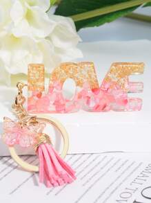 蝴蝶和流蘇墜飾鑰匙圈 - 彩色 - 查看 1