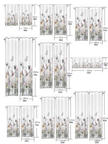 1pc Butterfly & Flower Pattern Curtain, Modern Polyester Light Filtering Privacy Sheer Curtain For Living Room, Bedroom - Multicolor - View 2