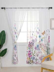 1 Hoa Văn Bướm Sheer Màn Hiện Đại Polyester Lọc Sáng Riêng Tư Màn Sheer Cho Phòng Khách - Nhiều màu - Xem 4