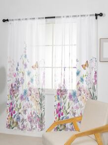 1 Hoa Văn Bướm Sheer Màn Hiện Đại Polyester Lọc Sáng Riêng Tư Màn Sheer Cho Phòng Khách - Nhiều màu - Xem 5