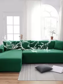 1 件装牛奶丝弹力沙发套防尘防脏防猫抓纯色适用于家庭客厅卧室 - 綠色 - 查看 2