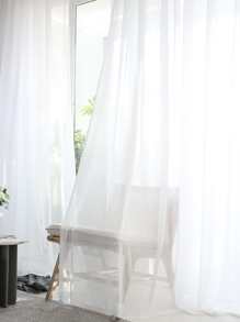 1 件白色聚酯纖維紗窗簾,簡約風格,適合客廳、臥室門窗裝飾 - 白色 - 查看 4