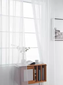 1 件白色聚酯纖維紗窗簾,簡約風格,適合客廳、臥室門窗裝飾 - 白色 - 查看 6