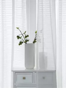 1 件白色聚酯纖維紗窗簾,簡約風格,適合客廳、臥室門窗裝飾 - 白色 - 查看 8