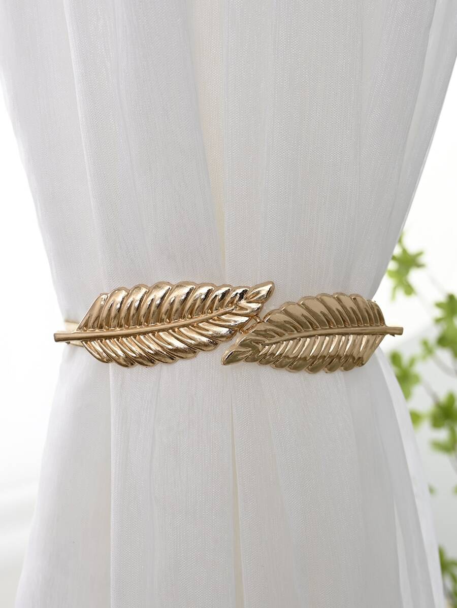1pc Leaf Curtain Tieback - Gold - View 1