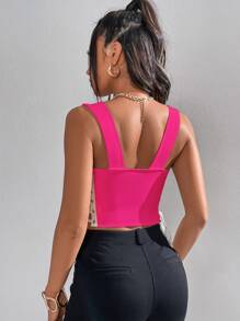 SHEIN Privé 側邊綁帶弧形下擺吊帶上衣