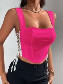 SHEIN Privé 側邊綁帶弧形下擺吊帶上衣