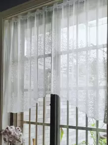 1 Màu Trắng Viền Cửa Sổ, Tối Giản Polyester Hoa Màn Dạ Nỉ Viền Cho Gia Đình - trắng - Xem 1