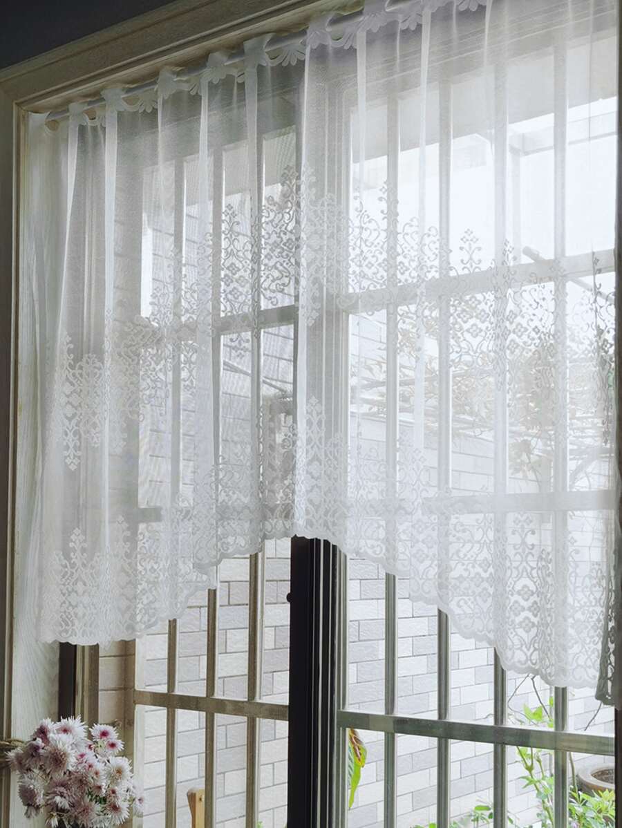 1 Màu Trắng Viền Cửa Sổ, Tối Giản Polyester Hoa Màn Dạ Nỉ Viền Cho Gia Đình - trắng - Xem 1