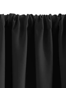 1pc High Blackout Solid Color Curtain Fabric, Polyester Rod Pocket Top, Easy To Hang, All-Season Blackout, Suitable For Kitchen, Living Room, Office Decor - Black - View 4