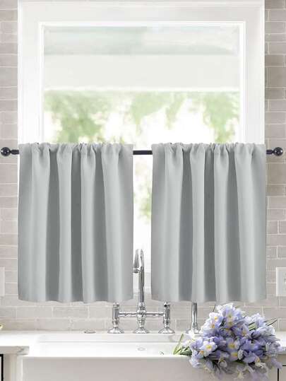 1 件高遮光纯色窗帘，抗紫外线聚酯杆口袋顶部，易于悬挂，四季皆宜，适用于厨房、客厅、办公室装饰