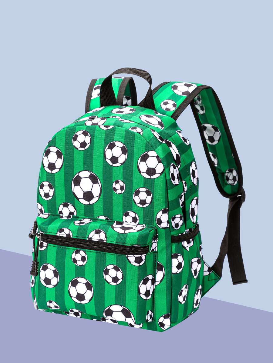 13 英寸/33 厘米男童時尚日托/學前背包採用足球主題設計，配有軟墊背部和可調節肩帶，非常適合學校和休閒使用