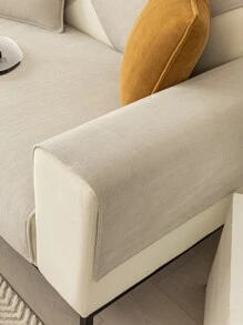 1pc Solid Color Chenille Sofa Cushion Cover, Simple Style Pet-Friendly Non-Slip Easy Clean Year-Round Holiday Party Sofa Slipcover