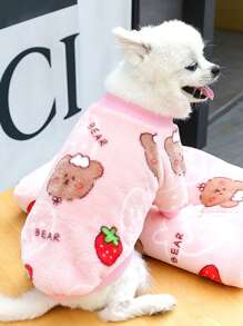 1pc Cartoon Bear Print Pet Tee - Pink - View 1