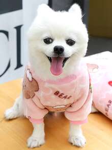 1pc Cartoon Bear Print Pet Tee - Pink - View 2