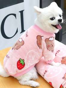 1pc Cartoon Bear Print Pet Tee - Pink - View 3