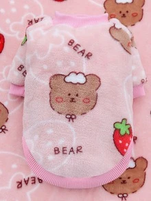 1pc Cartoon Bear Print Pet Tee - Pink - View 4