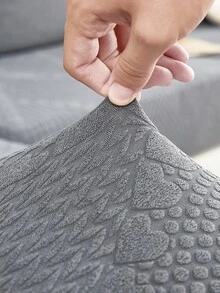 1pc Grey Sofa Seat Cushion Cover, Bow Jacquard Stretchy Sofa Cushion Cover For Living Room - Grey - View 2