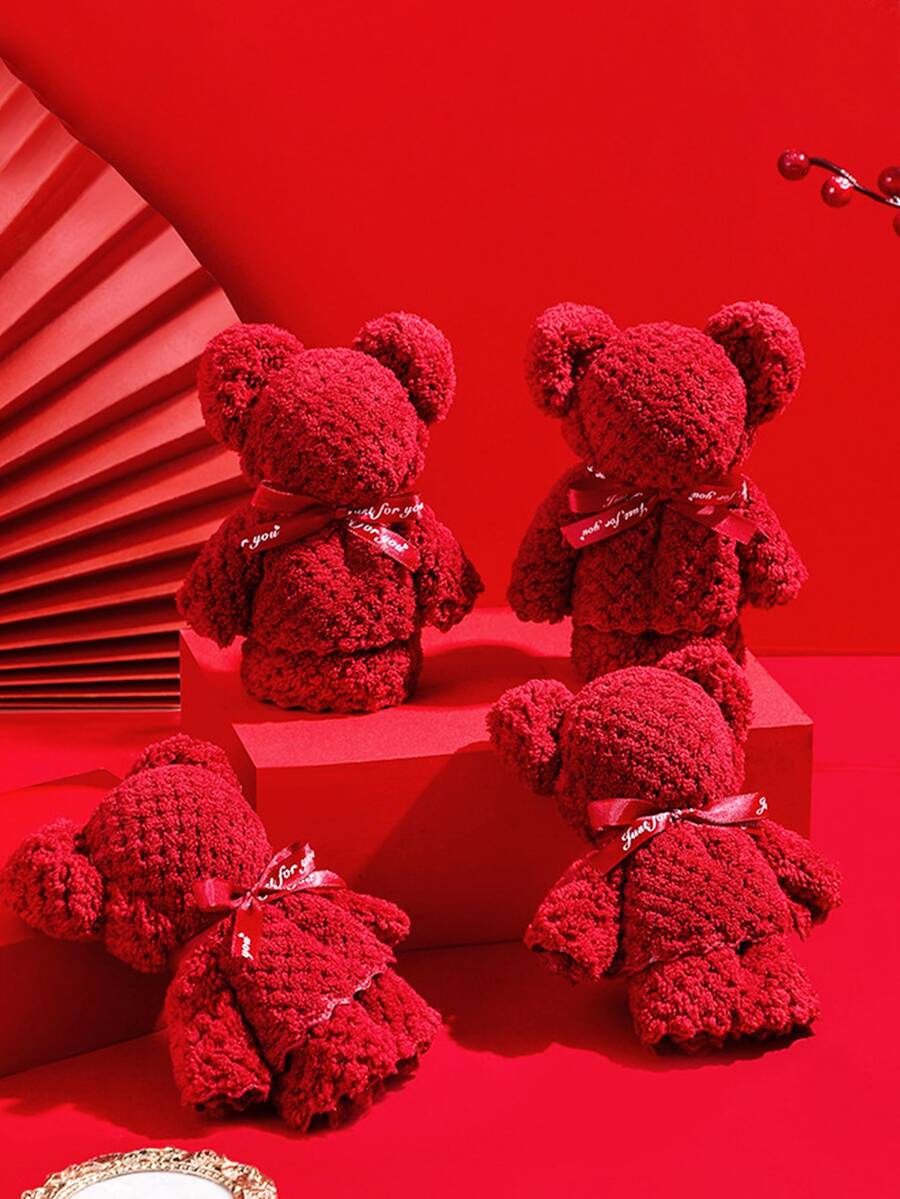 1 pieza Paño de limpieza facial cara dulce poliéster multifuncional para cuarto de baño - Rojo - Ver 1