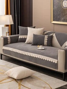 1 Khăn Sofa Màu Xám, Polyester Hiện Đại Guipure Ren Bảng Khăn Cho Gia Đình - Xám - Xem 2