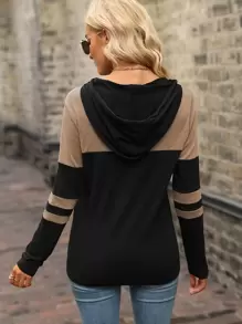 SHEIN LUNE Colourblock Drawstring Hooded Sweatshirt - Multicolor - View 2