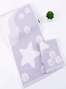 1 pieza Paño de limpieza facial estrella de mar & en abanico cara moderno tejido de tela para cuarto de baño - Gris - Ver 1