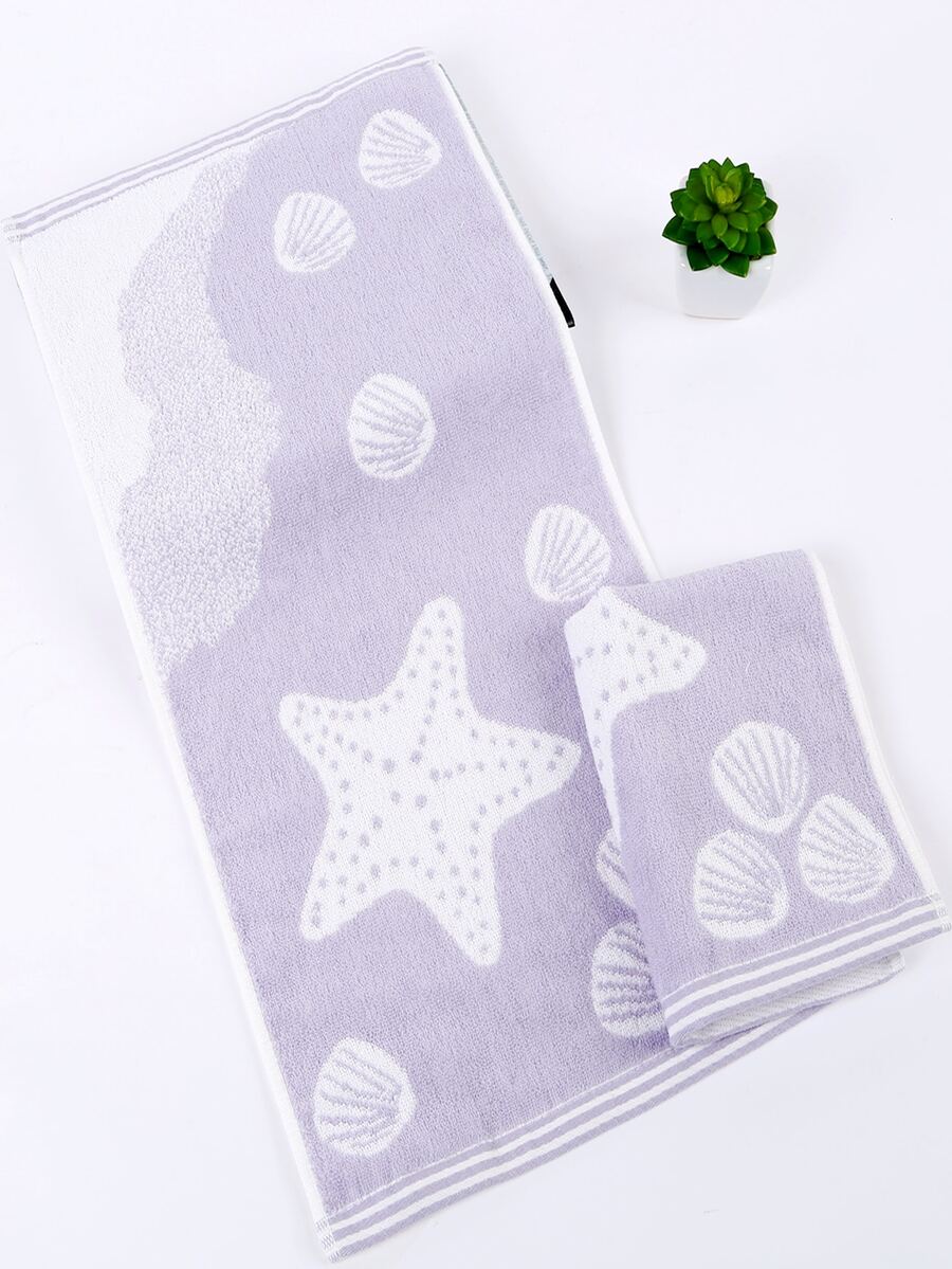 1 pieza Paño de limpieza facial estrella de mar & en abanico cara moderno tejido de tela para cuarto de baño - Gris - Ver 1