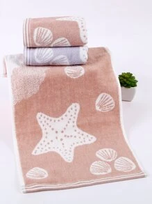 1 pieza Paño de limpieza facial estrella de mar & en abanico cara moderno tejido de tela para cuarto de baño - Gris - Ver 2