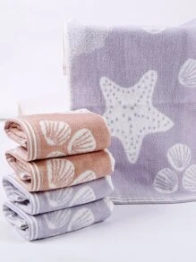 1 pieza Paño de limpieza facial estrella de mar & en abanico cara moderno tejido de tela para cuarto de baño - Gris - Ver 5