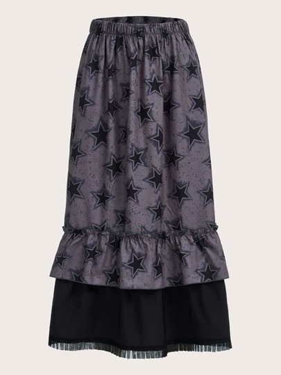 Jupe à imprimé étoile à volants
