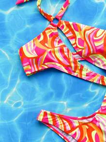 Swim SXY Bañador una pieza con estampado con abertura halter - Multicolor - Ver 4