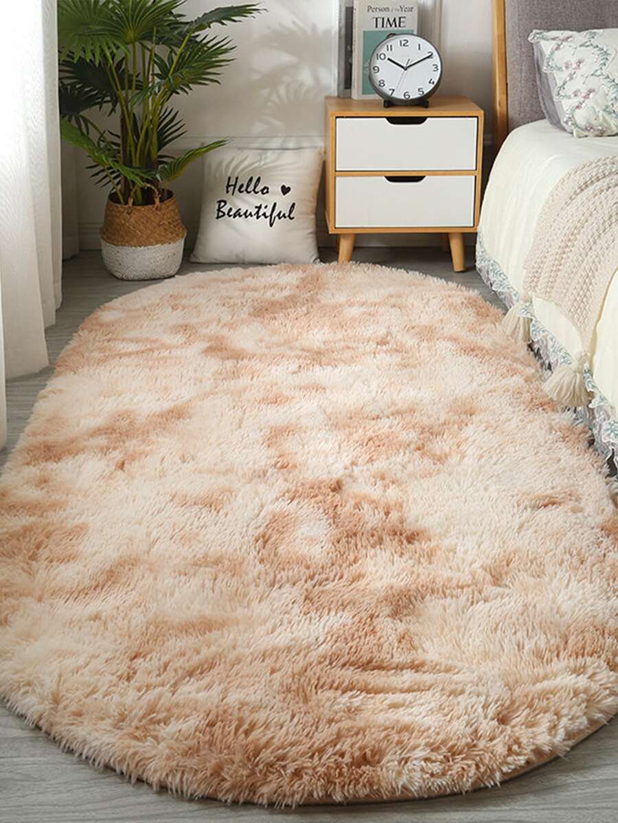 1入組橢圓形裝飾地墊適合兒童房、客廳、臥室和女孩家居使用窗台 - 駝色 - 查看 1