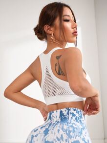 Easithlete Hollow Out Racerback Sports Bra - White - View 5