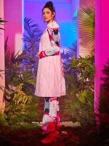 CHIASMO Áo khoác nữ Túi Nút phía trước Đồ họa Lá thư Thanh lịch - Nhiều màu - Xem 4