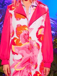 CHIASMO 印花燈籠袖外套 - 玫紅色 - 查看 3