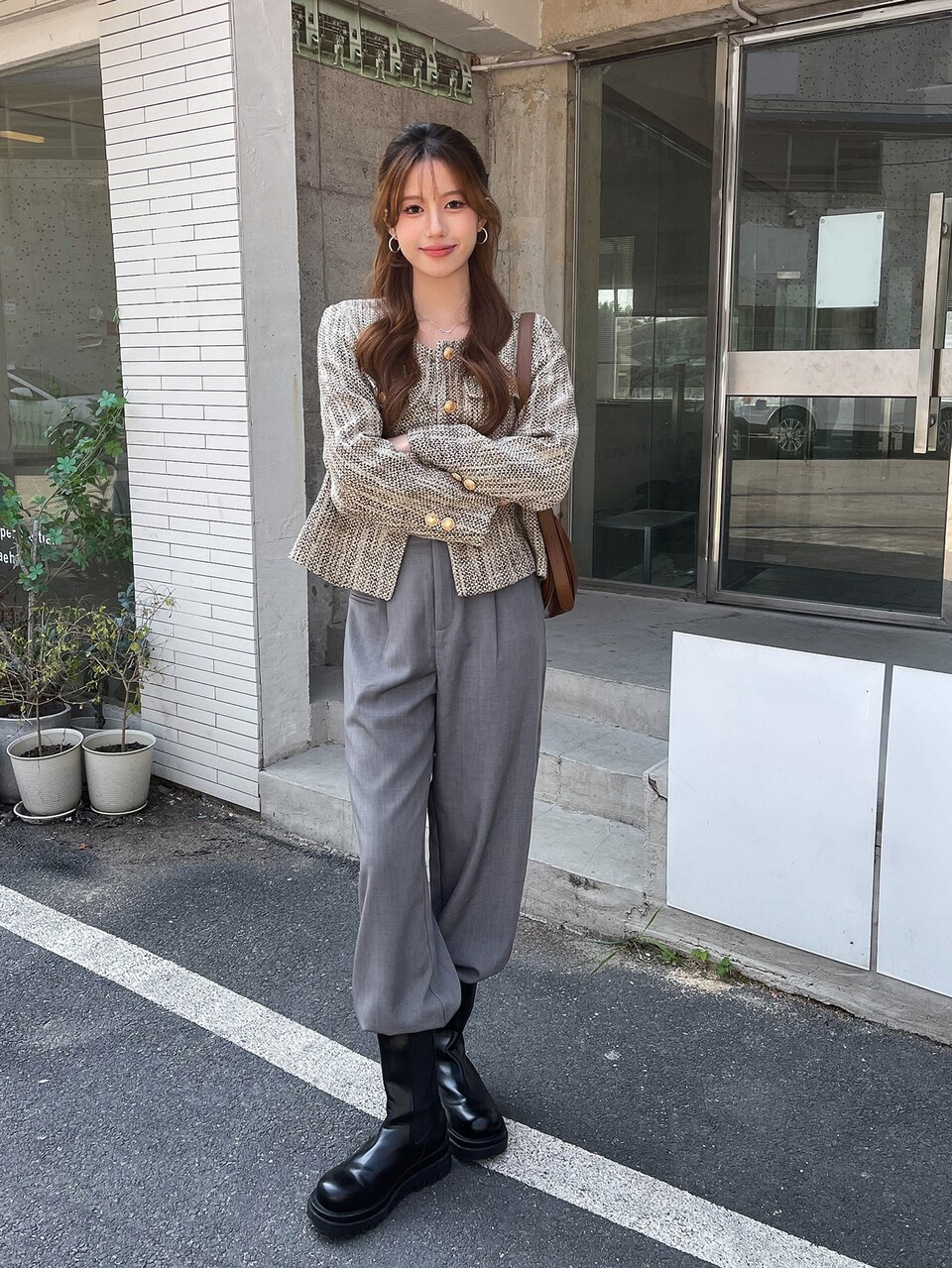 Fold Pleated Straight Leg Pants
